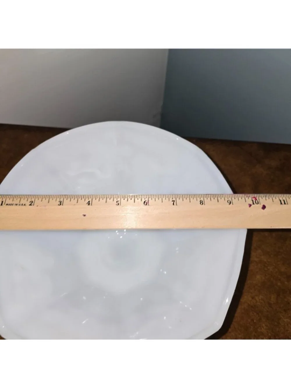 Vintage Fruit Bowl White Milk Glass Mid-Century  Pedestal Centerpiece 9